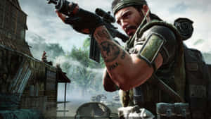 A Captivating Portrait Of Alex Mason Against A Blurry Forest Backdrop Wallpaper