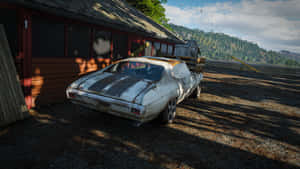 A Car Is Parked In Front Of A House Wallpaper