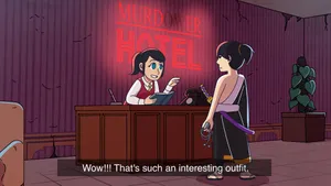 A Cartoon Character Is Standing In Front Of A Hotel Wallpaper