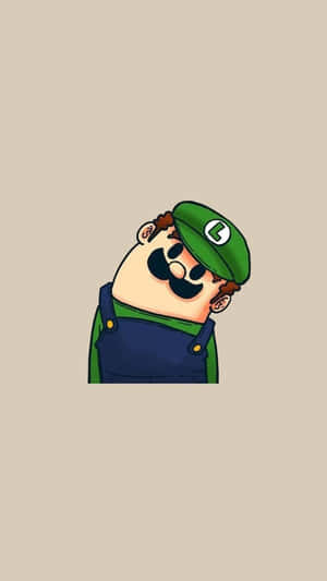 A Cartoon Character With A Green Hat And Overalls Wallpaper