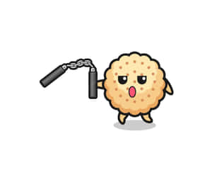 A Cartoon Cookie Holding A Chain Wallpaper