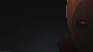 A Cartoon Face With Red Eyes In The Rain Wallpaper