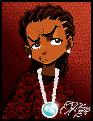 A Cartoon Image Of A Black Man With A Necklace Wallpaper