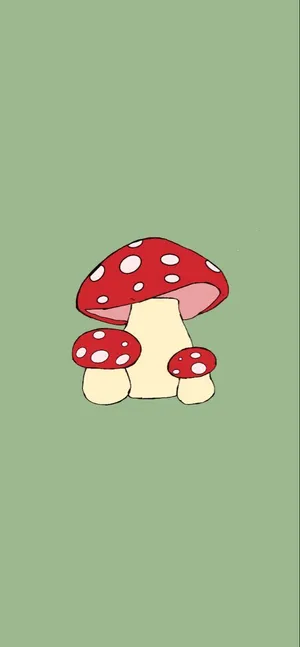 A Cartoon Mushroom On A Green Background Wallpaper