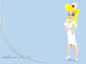 A Cartoon Nurse In A White Dress Wallpaper