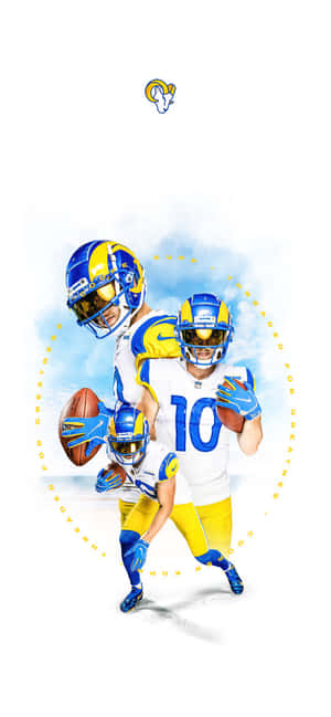 A Cartoon Of Two Football Players Holding A Ball Wallpaper