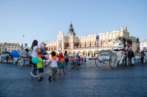 A Celebration In Krakow Old Town, Poland Wallpaper