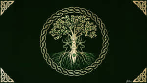 A Celtic Tree Of Life On A Black Background Wallpaper