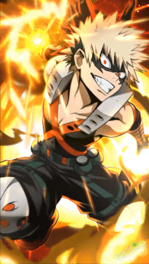 A Character From My Hero Academia With Flames Wallpaper