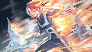 A Character Is Running Through Fire Wallpaper