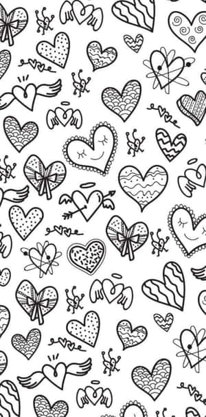 A Charming Heart Doodle Art On A Pinkish Background Wallpaper