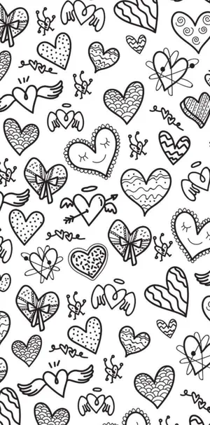 A Charming Heart Doodle Art On A Pinkish Background Wallpaper