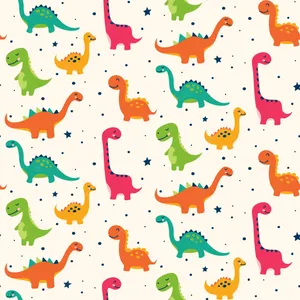 A Charming Illustration Of A Cute Dinosaur Pattern Wallpaper