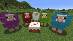 A Charming Minecraft Sheep In Its Natural Habitat Wallpaper