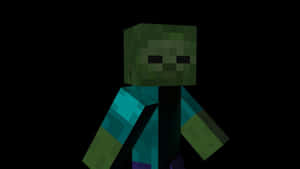 A Chilling Minecraft Zombie Lurking In The Shadows Wallpaper