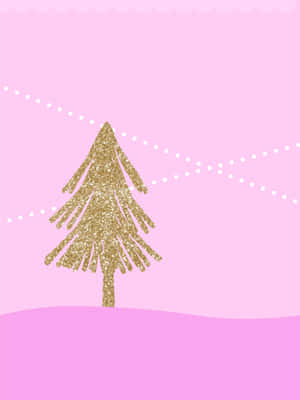 A Christmas Tree On A Pink Background Wallpaper