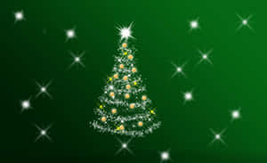 A Christmas Tree With Stars On A Green Background Wallpaper