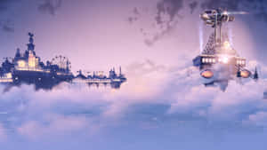 A City In The Clouds With A Castle In The Sky Wallpaper