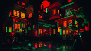 A City With Neon Lights Wallpaper