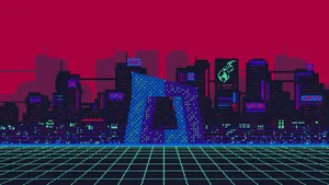 A Cityscape With A Neon Skyline Wallpaper