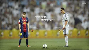 A Clash Between Europe's Top Two Sides - Fc Barcelona And Real Madrid Cf Wallpaper