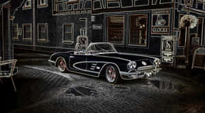 A Classic Chevrolet Corvette C1 In Black Wallpaper