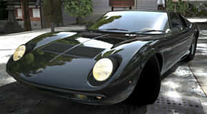 A Classic Lamborghini Miura P400 Glowing Under The Golden Sun Wallpaper