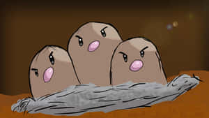 A Classic Showcase Of Angry Dugtrio Artwork Wallpaper