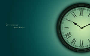 A Clock With Roman Numerals On A Green Background Wallpaper