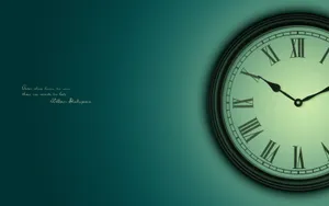 A Clock With Roman Numerals On A Green Background Wallpaper