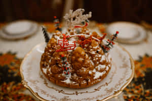 A Close-up Shot Of Delicious, Gooey Caramel Dripping From A Wooden Spoon Wallpaper