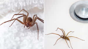 A Close-up View Of A Brown Recluse Spider On A Dark Background Wallpaper