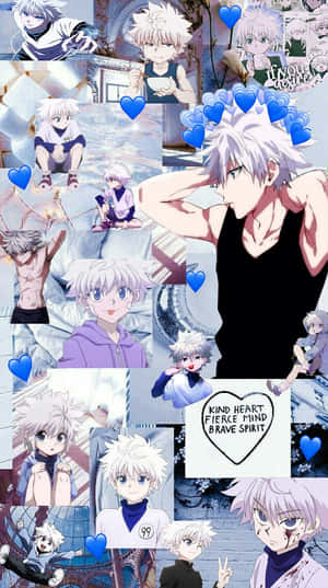 A Collage Of Anime Characters With Blue Hearts Wallpaper