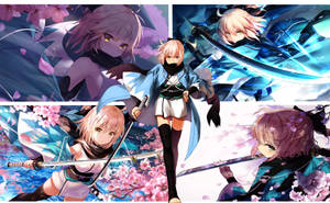 A Collage Of Anime Characters With Swords Wallpaper