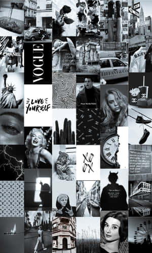 A Collage Of Black And White Pictures Wallpaper