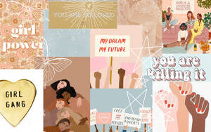 A Collage Of Images With The Words Girl Power Wallpaper