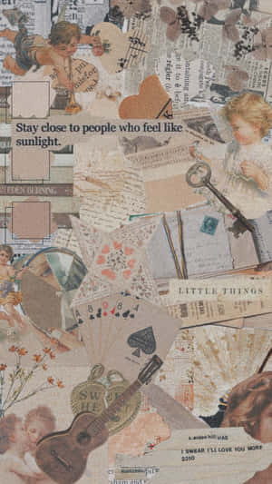 A Collage Of Old Papers And Pictures Wallpaper