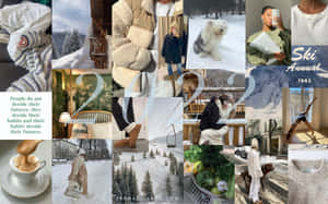 A Collage Of Photos Of People In Winter Clothes Wallpaper