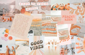 A Collage Of Photos With The Words Good Vibes Wallpaper