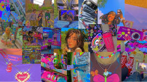 A Collage Of Pictures Of People With Different Things Wallpaper