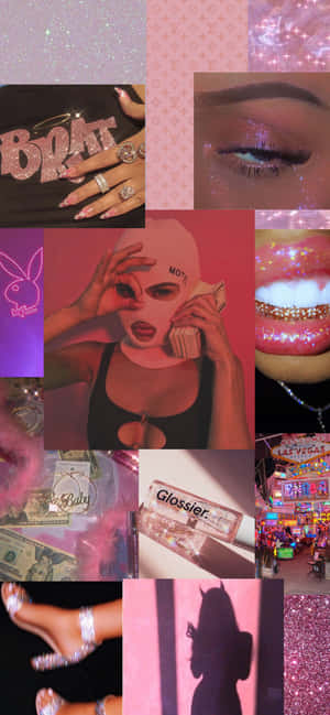 A Collage Of Pictures Of People With Pink Makeup Wallpaper