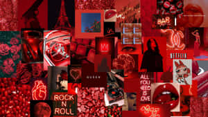 A Collage Of Red Images With A Red Background Wallpaper