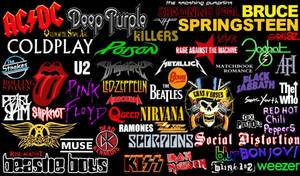 A Collage Of Rock Bands With Many Different Names Wallpaper