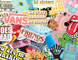 A Collage Of Stickers With Various Designs Wallpaper