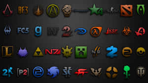 A Collection Of Different Game Logos On A Black Background Wallpaper