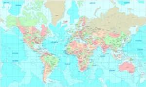 A Colored World Map With Grids Wallpaper