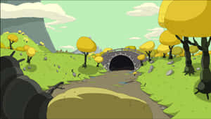 A Colorful Adventure Awaits In The Landscape Of Adventure Time Wallpaper