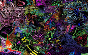 A Colorful Drawing Of A Psychedelic Scene Wallpaper