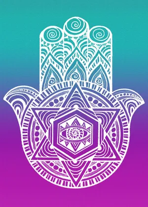 A Colorful Illustrated Hamsa Hand Wallpaper Wallpaper