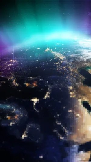 A Colorful Image Of The Earth With A Rainbow Colored Background Wallpaper